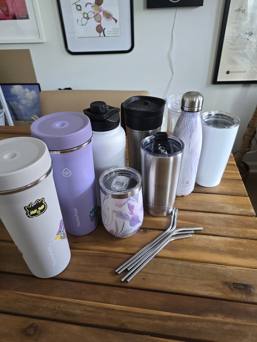 Assorted Stainless & Purple Drink Tumblers - Mixed Set